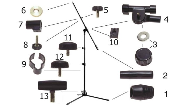 Stagg MIS-2034BK 3-Fach Mikrofon-Stativ mit ausziehbarem Schwenkarm schweres Modell