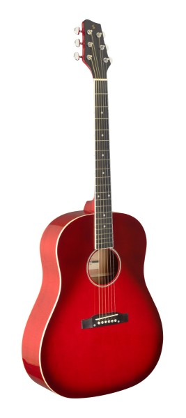 Stagg SA35 DS-TR Slope Shoulder Dreadnought Gitarre, Transparent Rot