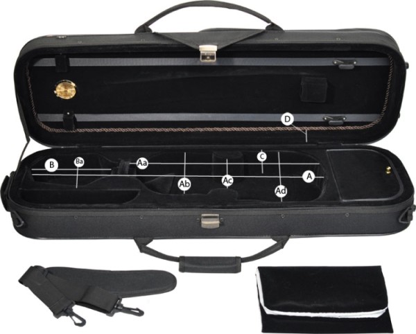 Steinbach 4/4 Geigenkoffer Rechteckmodell mit Reflektorstreifen und versenkbarer Rucksackgarnitur