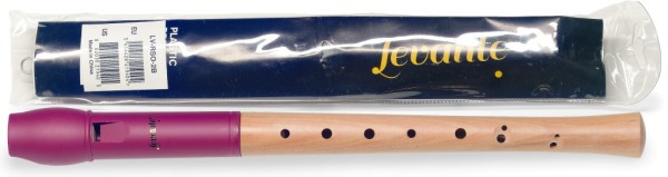 Levante LV-RSO-2B Sopran Blockflöte, barocke Griffweise, Naturkorpus und violetter Kopf