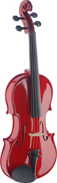 Stagg VN4/4-TR 4/4 vollmassive Violine Transparentrot mit Ahorn Korpus im Standard Formkoffer