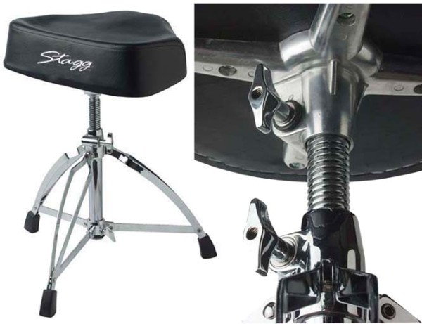 Stagg DT-220RM Professioneller Drumhocker mit Sattel doppelstrebig