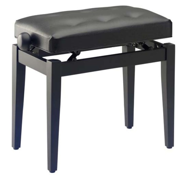 Stagg PB43 BK M S/BK Klavierbank in Schwarz matt mit schwarzem abgesteppten Kunstlederbezug, Modell