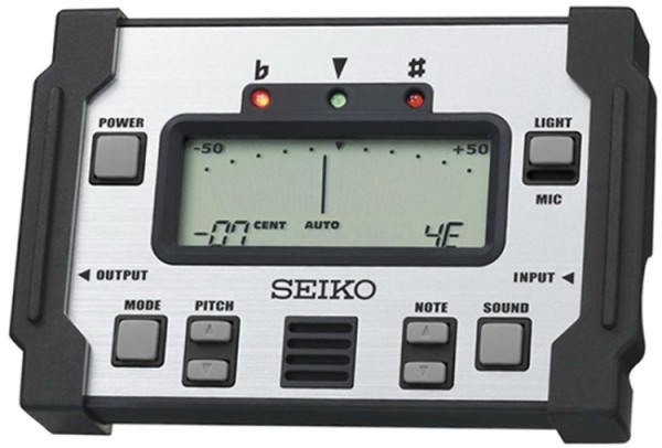 Seiko SAT-800 Chromatisches Stimmgerät Schockabsorbierendes Gehäuse silber/schwarz