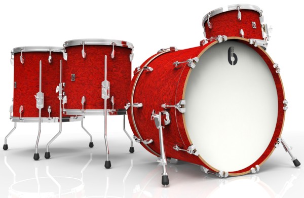 Legend Rock 22 4-teiliges Drum-Set, kalt-gepresste 6 mm Birkenkessel, Buckingham Scarlett Finish