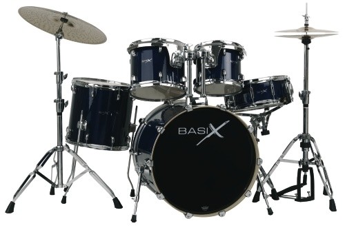 Basix Drumset CUSTOM 2 in Shadow black, ABVERKAUF, inklusive zusätzlichem Beckenständer