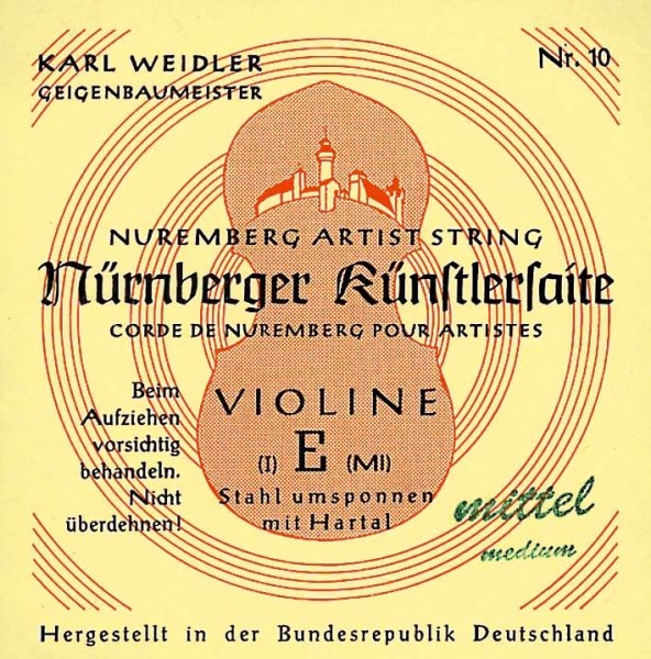 Nürnberger Künstler Saitensatz 1/2 Geige/Violine Chromstahl umsponnen Seilkern mittel