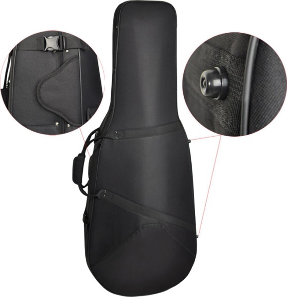 Steinbach 4/4 Celloetui Polyfoam in schwarz mit Rucksackgarnitur