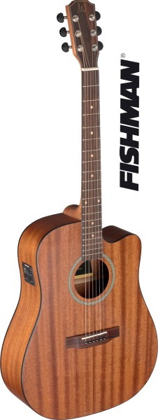 J. N. DEV-DCFI Deveron Serie Cutaway Akustik-Elektrik Dreadnought Gitarre mit massiver Mahagoni Deck