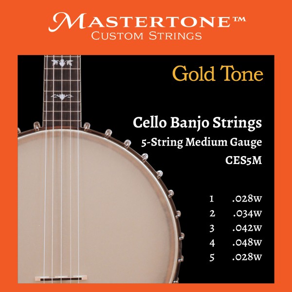 Gold Tone CES5M 5-saiter Banjo Cello Saiten in Saitenstärke Medium