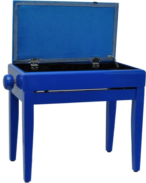 Steinbach Klavierbank mit Notenfach in blau poliert blauer Stoff