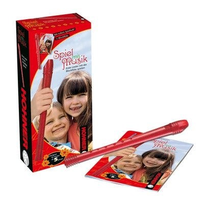 Hohner Blockflöte HOPL95124S C-Sopran deutsche Griffweise Kunststoff rot inkl. Lernheft