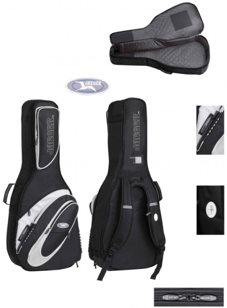4/4 Jaeger Gitarrentasche in schwarz-anthrazit für E-Bass 20mm Peak