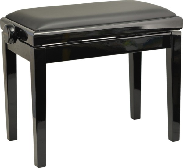 Burghardt Klavierbank B5 Schwarz poliert schwarzer Echtlederbezug (Rindsleder) - Made in Europe