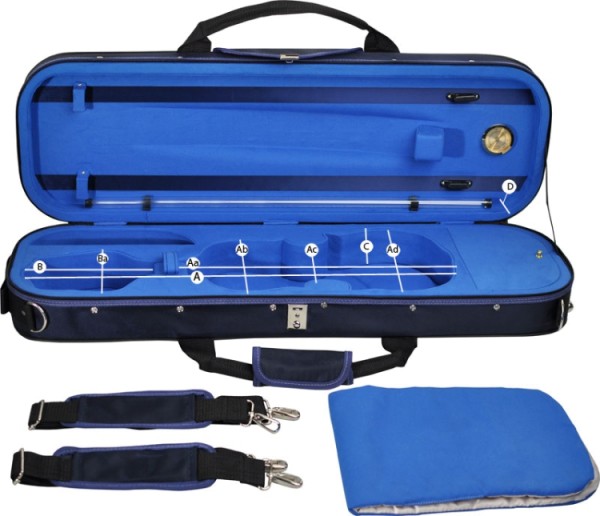 Steinbach 4/4 Geigenkoffer abgerundetes Modell blau mit Rucksackriemen