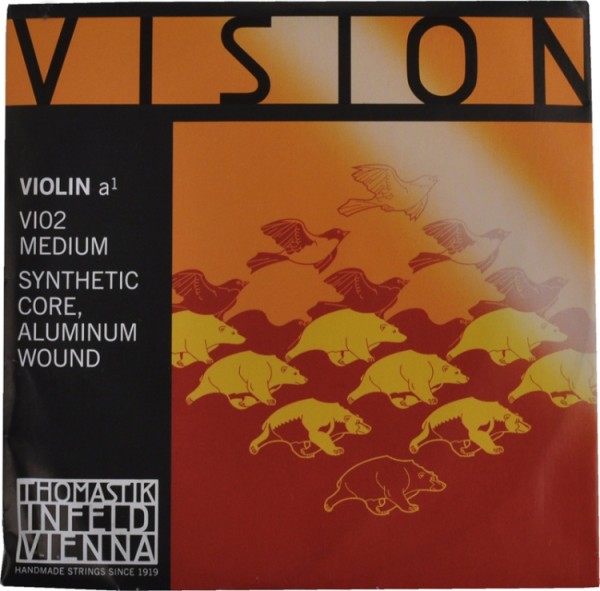 Thomastik VI02 Vision A-Saite 4/4 Geige/Violine Nylonkern Alu umsponnen mittel