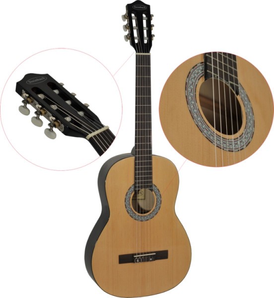 Steinbach 3/4 Konzertgitarre mit gemaserter Fichtendecke natur