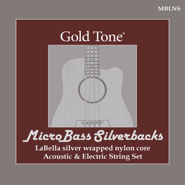 Gold Tone MBLNS LaBella 'Silverback' Silber-umwickelte Nylon-Saiten für Micro-