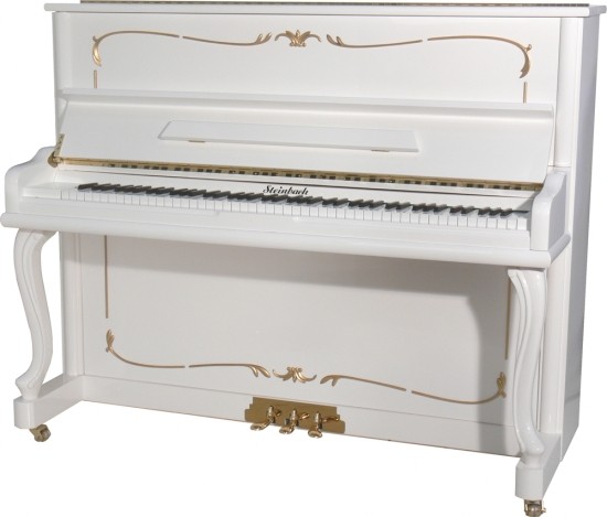 Römhildt Klavier - Weiß poliert - 123 Classic Chippendale II, Softclose