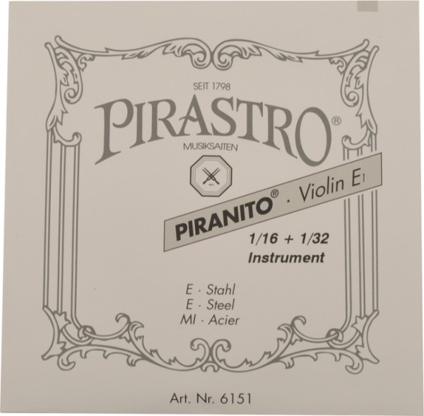 Pirastro Piranito Saitensatz 1/32 - 1/16 Geige/Violine E-Saite Stahl mittel
