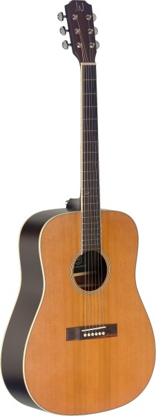 J. N. EZR-D NBK 4/4 Dreadnought Akustikgitarre mit massiver Decke aus Zeder, Ezra Serie