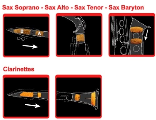 Saxmute Dämpfersystem für Sopran-Saxophon mit 2 S-Bögen