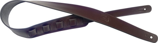 J. N. JN-ST LEA DBRW Dunkelbraun gepolsterter Leder Gitarrengurt mit geprägtem Logo