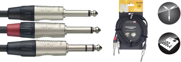 N Serie Y-Kabel, Klinke/Klinke (m/m), stereo/mono, 3 m