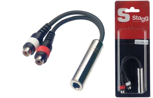 Stagg YC-0,1/1PF2CFH Adapterkabel 2 x Cinch-Buchse/ Klinken-Buchse - 1 Stück im Blister