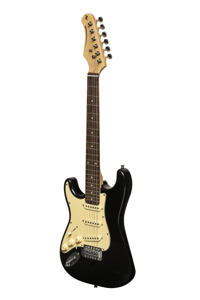 Stagg SES-30 BK 3/4LH Standard "S" E-Gitarre, 3/4 Größe, Linkshändermodell