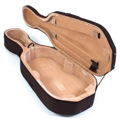 Menzel 3/4 Cellokoffer CC50, Styrofoam-Schale, Rucksackgarnitur, schwarzer Bezug, innen beige