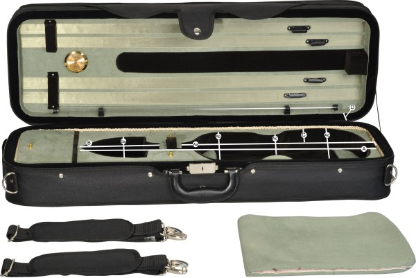 B-Ware Steinbach 4/4 Geigenkoffer helllgrün mit Zierborde und Rucksackriemen