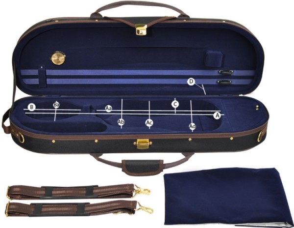 Steinbach 4/4 Geigenkoffer elegante Form dunkelblau mit Rucksackgarnitur