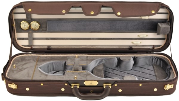 Steinbach 4/4 Geigenkoffer de Luxe Rechteckmodell in blaugrau/BR Zierborde