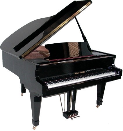 Röllicke Flügel, Schwarz polierter Flügel, 186 cm lang