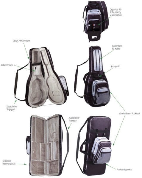 Gewa 4/4 Gitarrenkoffer Konzertgitarre Ambiente Super leicht - Softcase