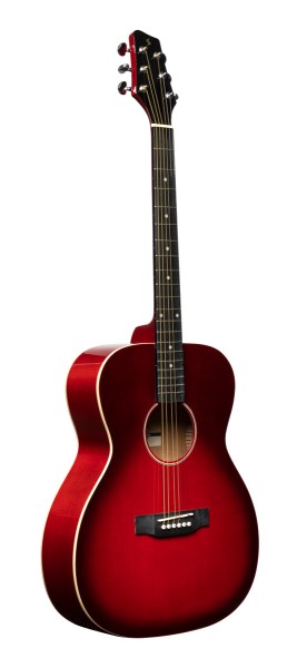 Stagg SA35 A-TR Auditorium Gitarre mit Decke aus Lindenholz, Transparent Rot