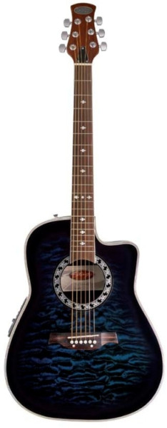 Stagg A4006-BLS Elektroakustische Shallow Bowl-Gitarre mit Cutaway + 4-Band EQ