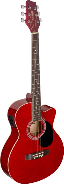 Stagg SA20ACE RED Elektroakustische Auditorium Gitarre Cutaway Lindenholzdecke rot