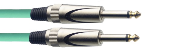 Instrumentenkabel, Klinke/Klinke (M/M), 3 m, robuste Stecker, Grün, S-Serie