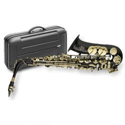Stagg 77-SA/BK Alt Saxophon in SCHWARZ mit Hoch Fis-Klappe im ABS-Koffer