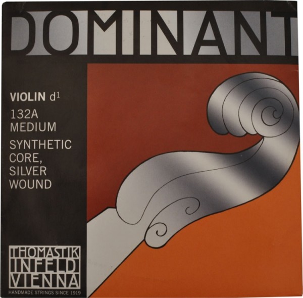 Thomastik 132A Dominant D-Einzelsaite 4/4 Geige/Violine Nylonkern Silber umsponnen mittel
