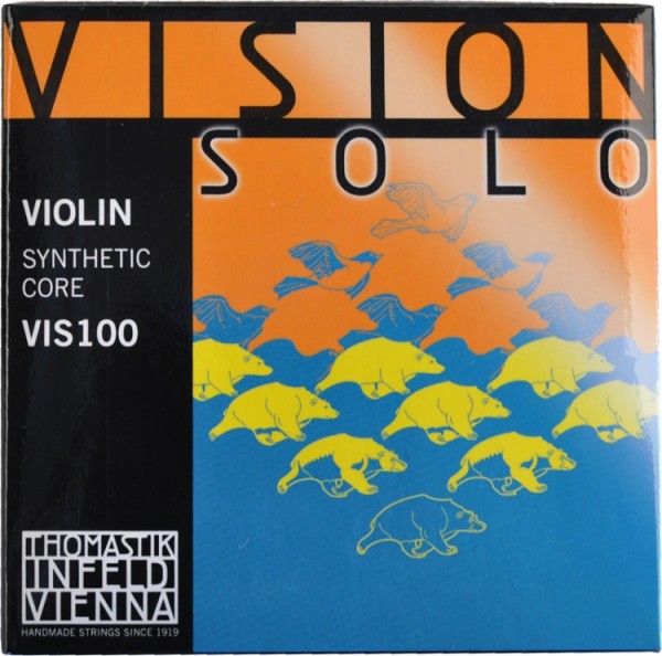 Thomastik VIS100 Vision Solo Saitensatz 4/4 Geige/Violine Nylonkern umsponnen E-Saite Stahl verzinn