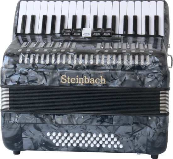 Steinbach Akkordeon 34 Diskant und 48 Bass inklusive abschließbarem Koffer, Farbe Braun