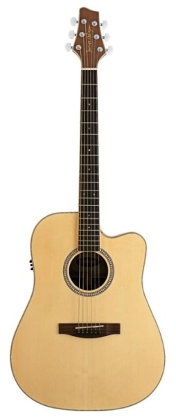 Stagg NA30CBB Elektro-Akustische Dreadnought Gitarre mit massiver Fichtendecke