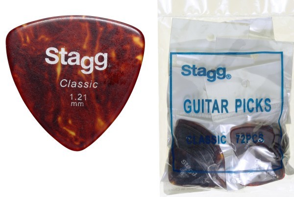 Stagg CER121 1.21 mm Klassik Elliptic Nachfüllsack 72 Plektren - Schildplatt.