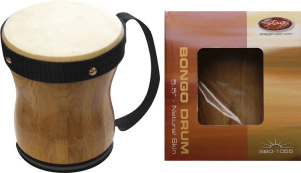 Stagg SBD-1055 5.5 Zoll Holz Bongotrommel mit Handelgriff