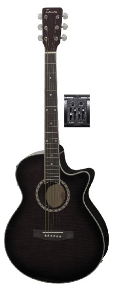 Tenson 4/4 Elektro-Akustik Westerngitarre in blackburst mit Fichtendecke GA-10CE
