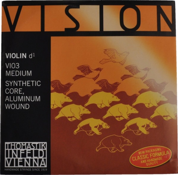 Thomastik VI03 Vision D-Saite 4/4 Geige/Violine Nylonkern Alu umsponnen mittel