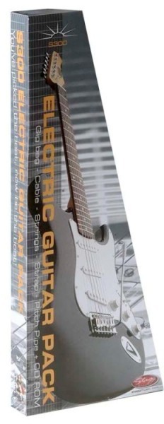 Stagg S300-BK PACK 2 E-Gitarre Pack + Zubehör u. Einsteiger-Gitarrenunterricht CD